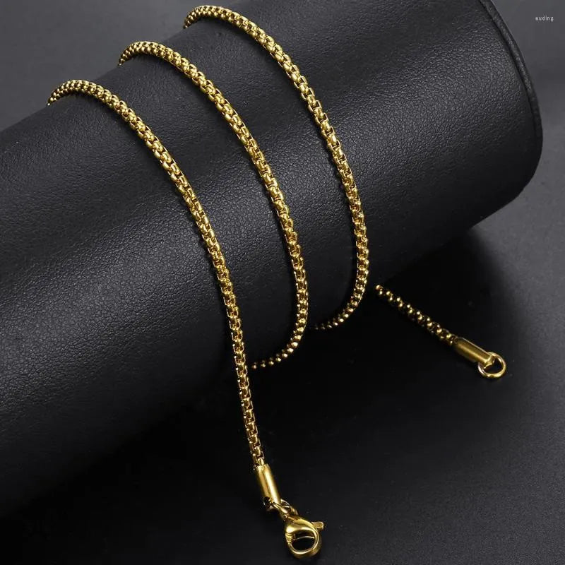 Gold Rounded Box Chain - 2mm