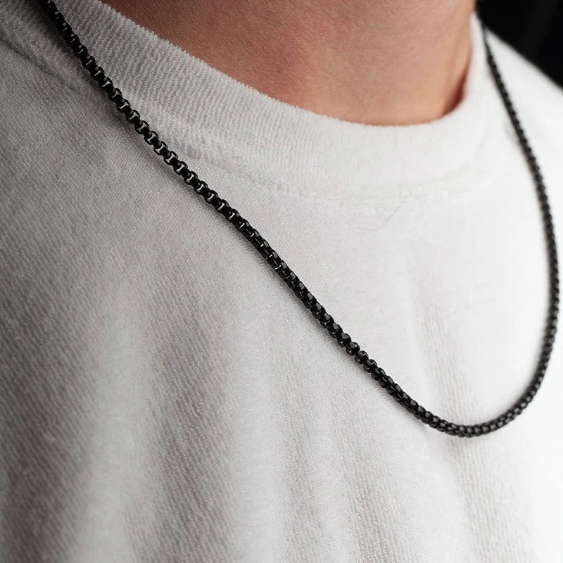 Black Rounded Box Chain - 2mm