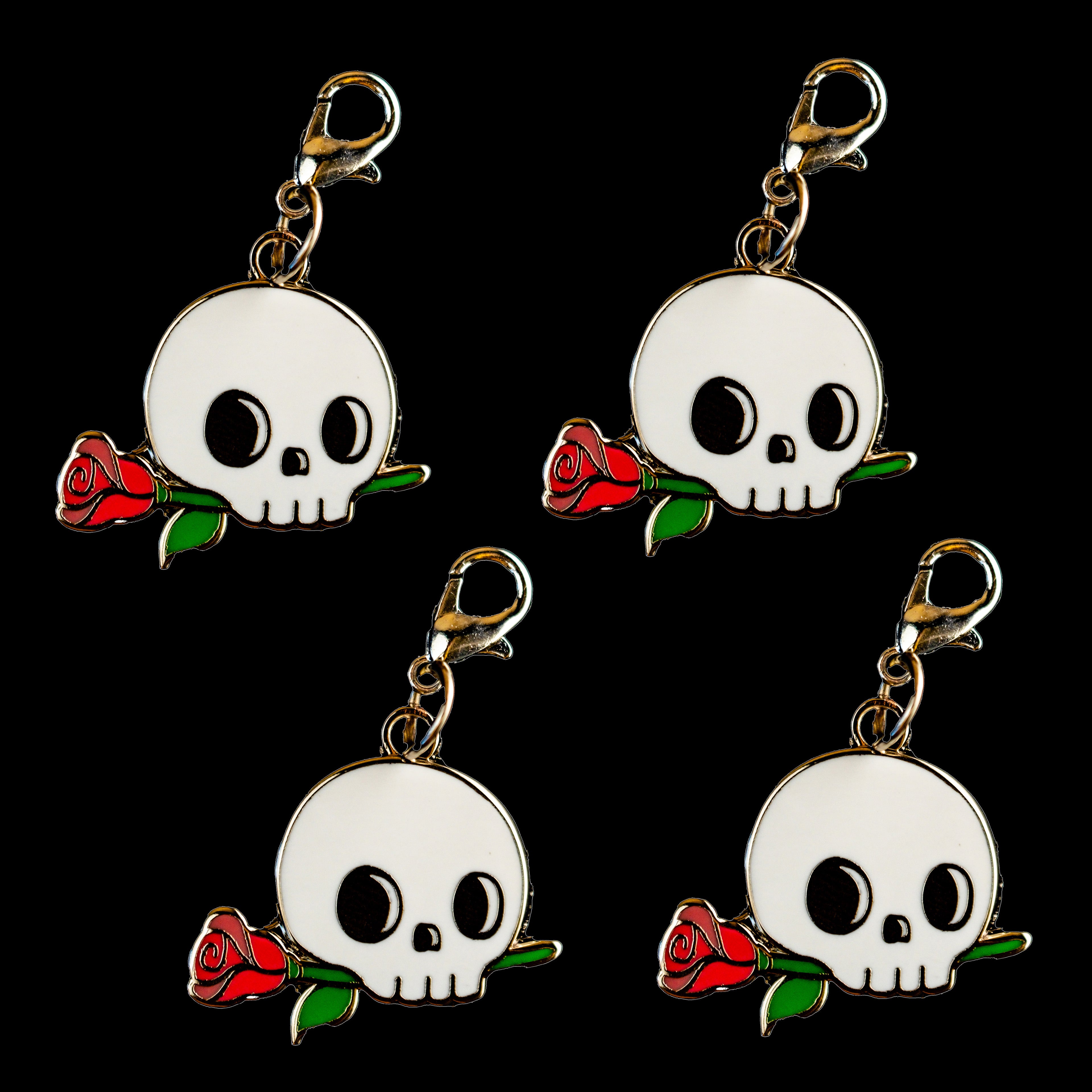 Skull Rose Keychain in Silver